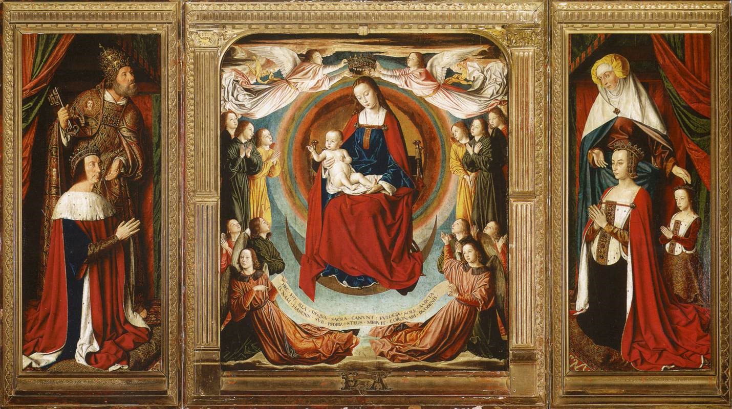 Triptych In Cathedral Of Moulins Pierre Ii And Anne Of Beaujeu With Their Daughter Suzanne Of Bourbon