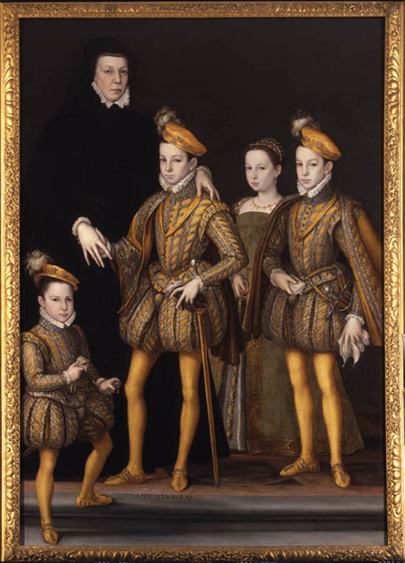 Catherine-de-Medicis-and-her-children-–-François-II-Charles-IX-Henri-III-and-either-Elisabeth-Queen-of-Spain-or-Marguerite-Queen-of-Navarre-and-France