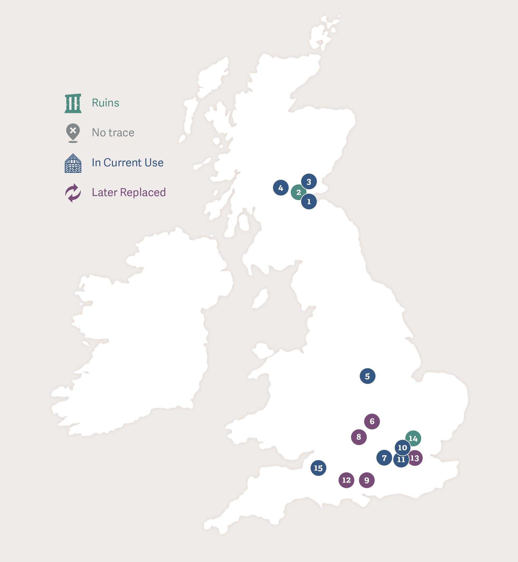 Map of Great Britain showing the footsteps of Anne of Denmark
