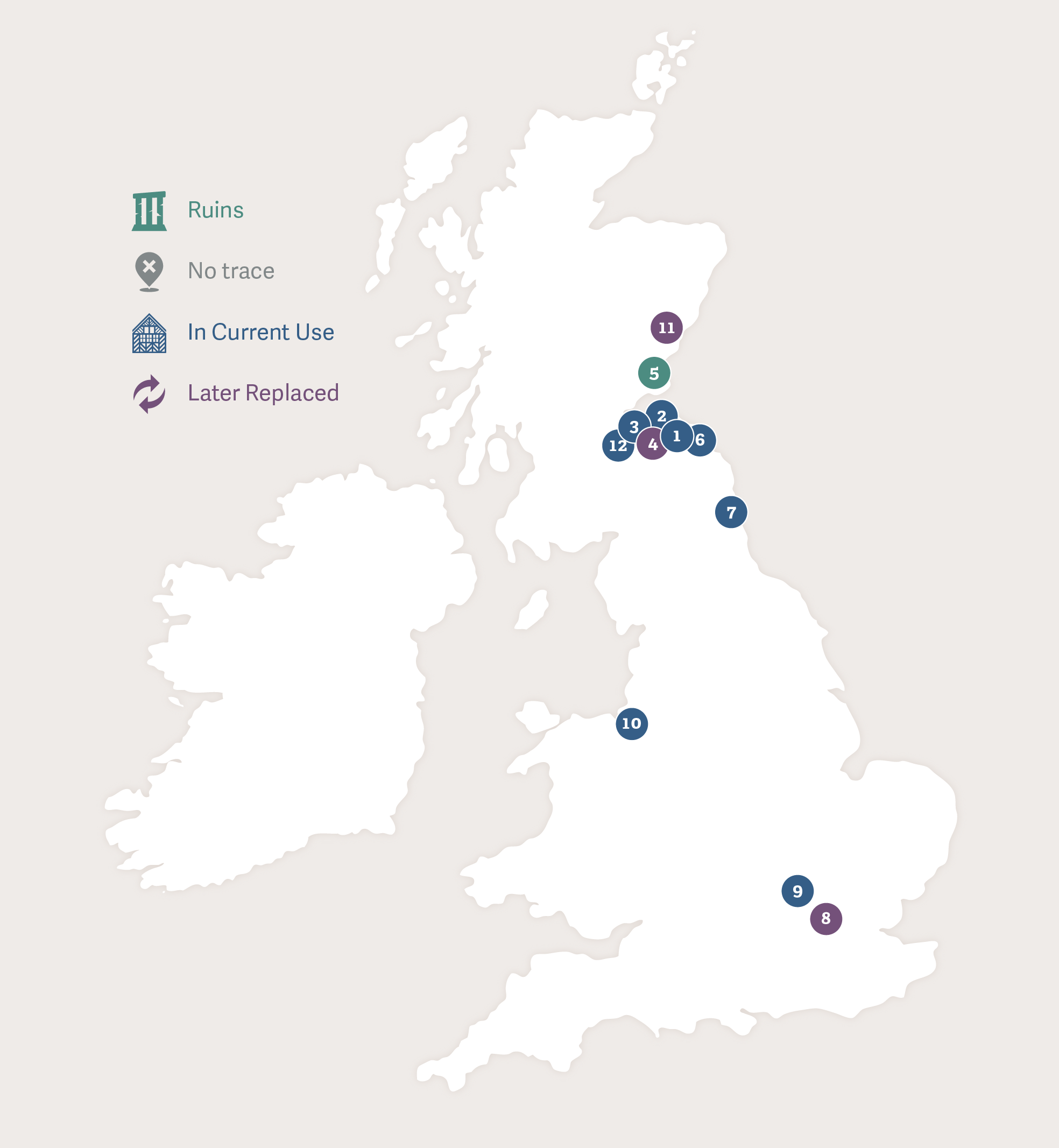 Map of Great Britain showing the footsteps of
