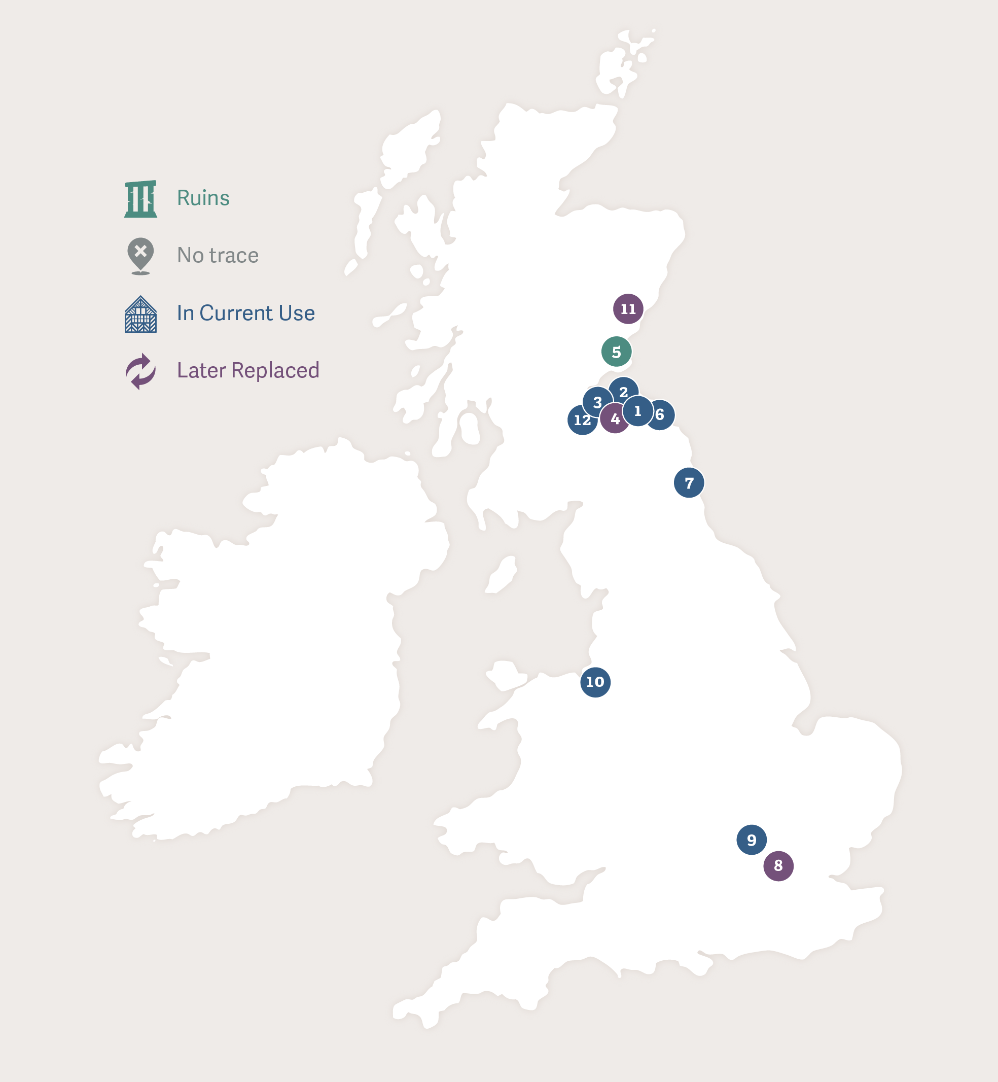 Map of Great Britain showing the footsteps of 