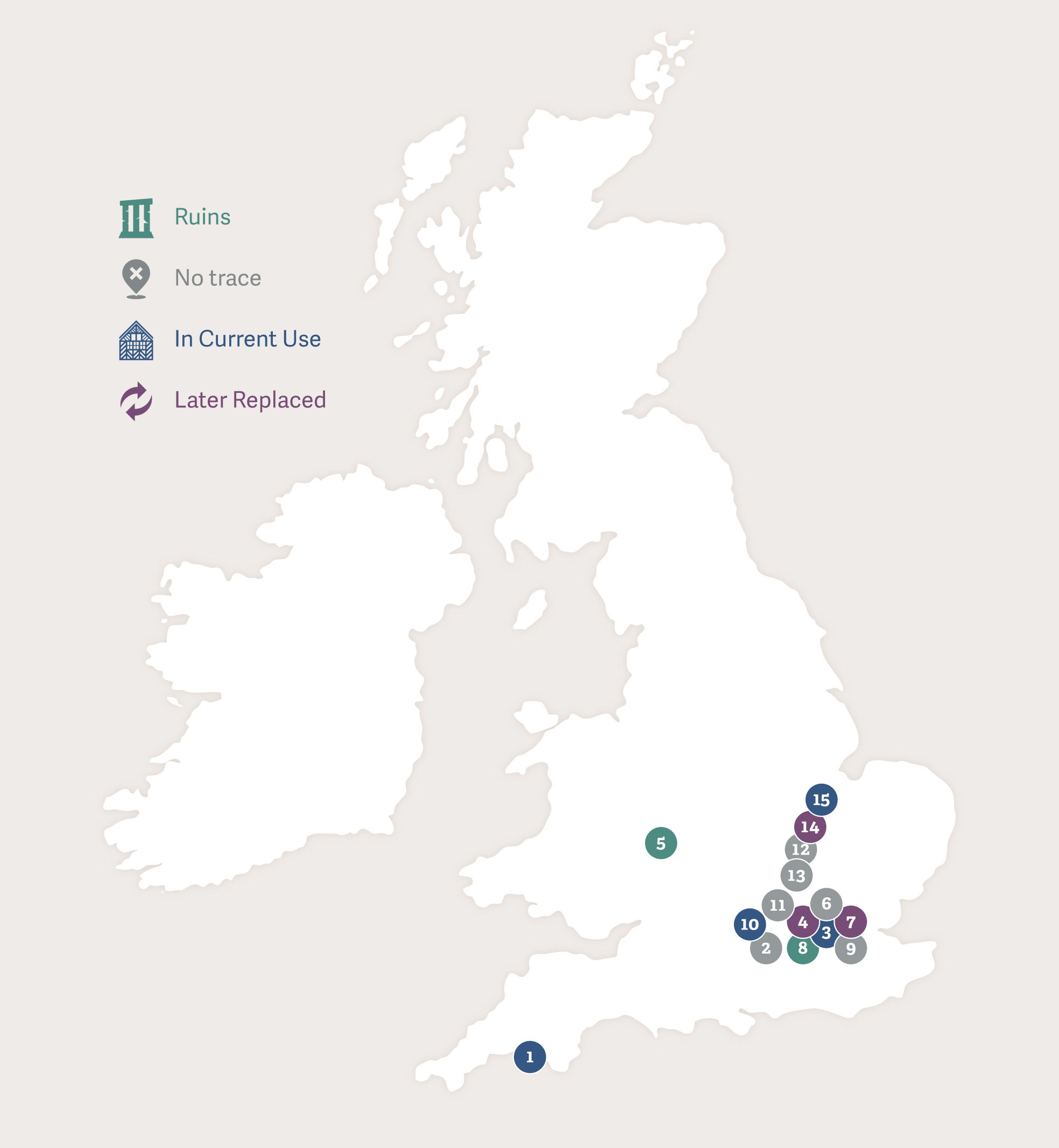 Map of Great Britain showing the footsteps of Katharine of Aragon