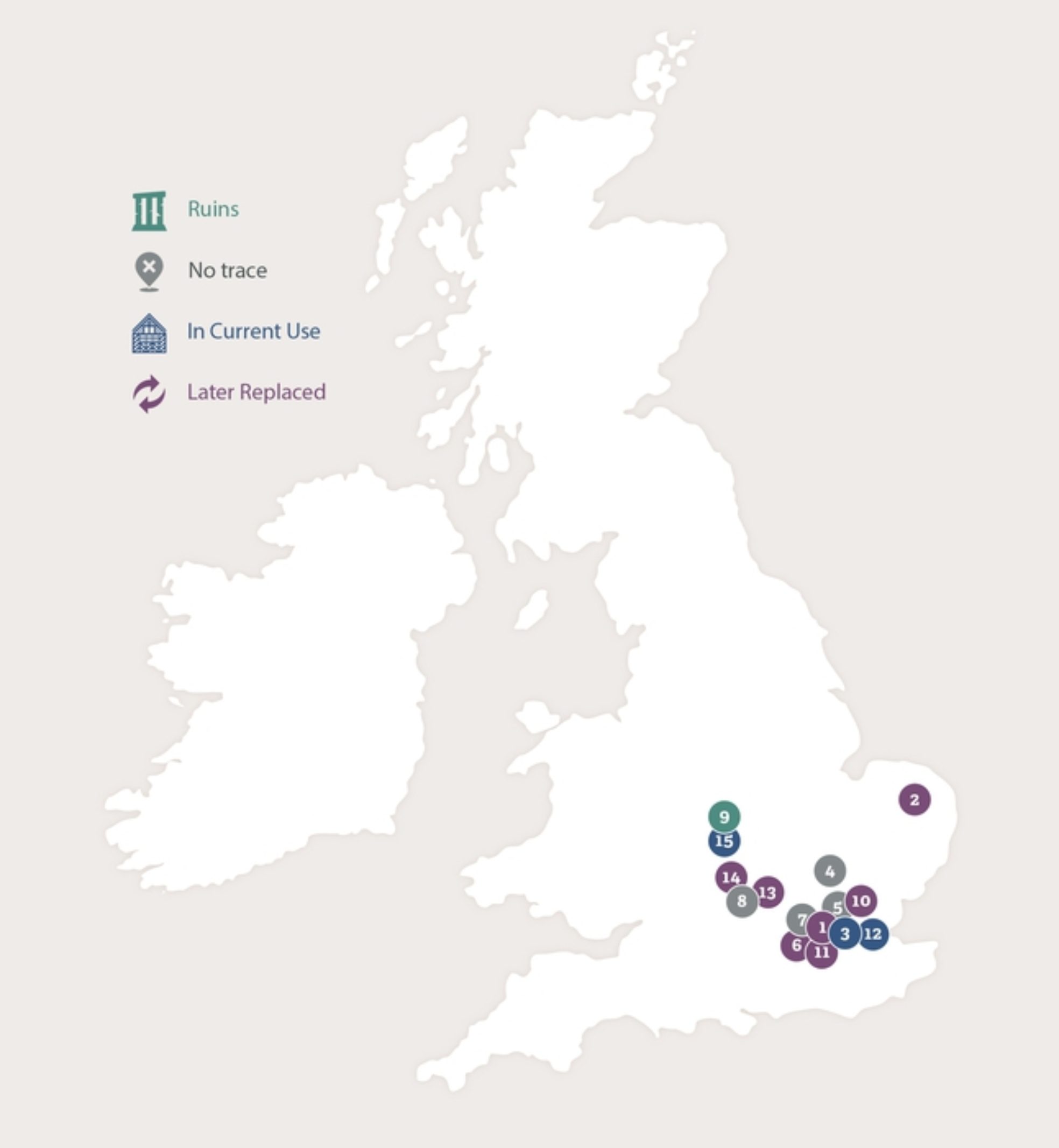 Map of Great Britain showing the footsteps of