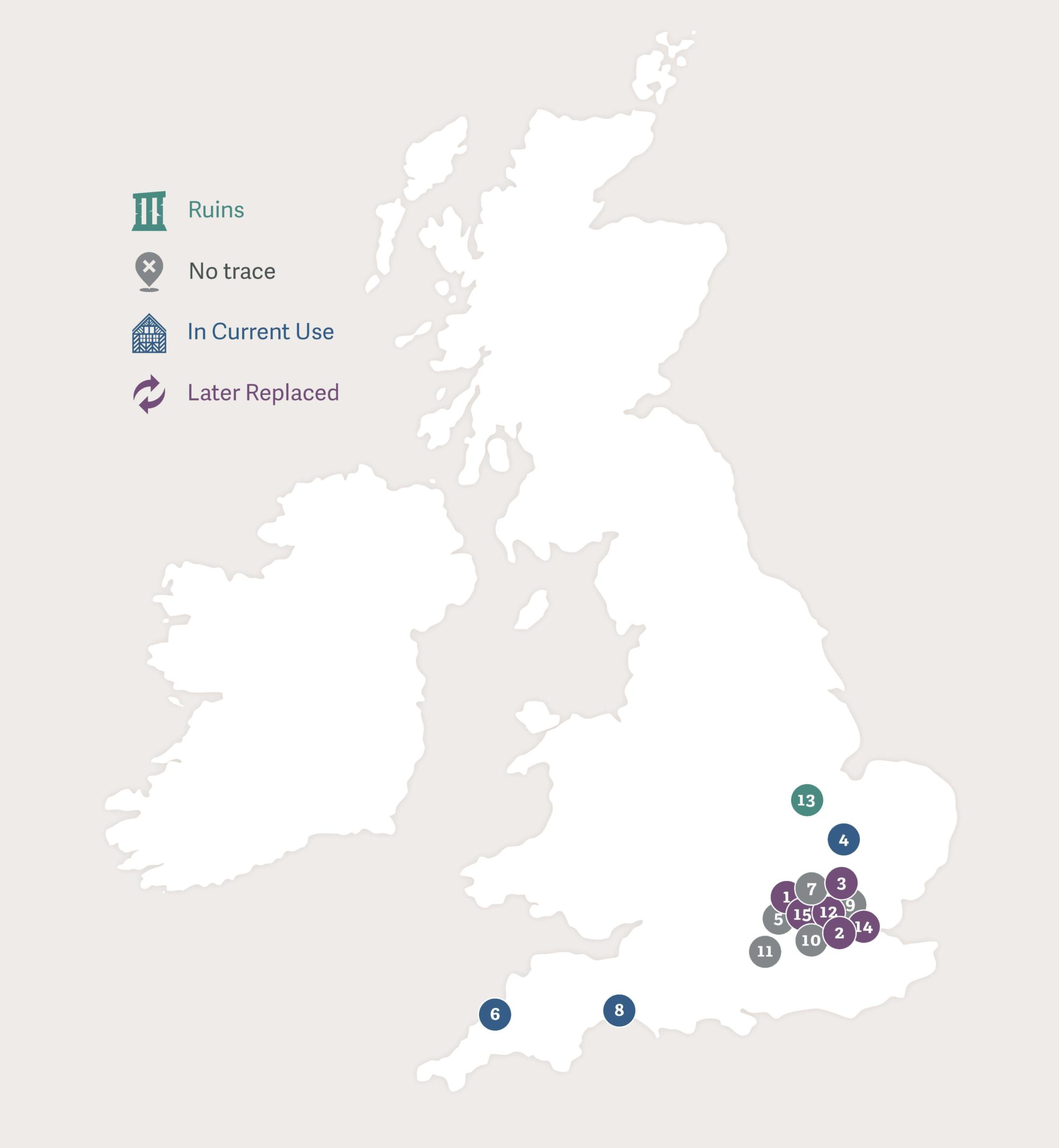 Map of Great Britain showing the footsteps of