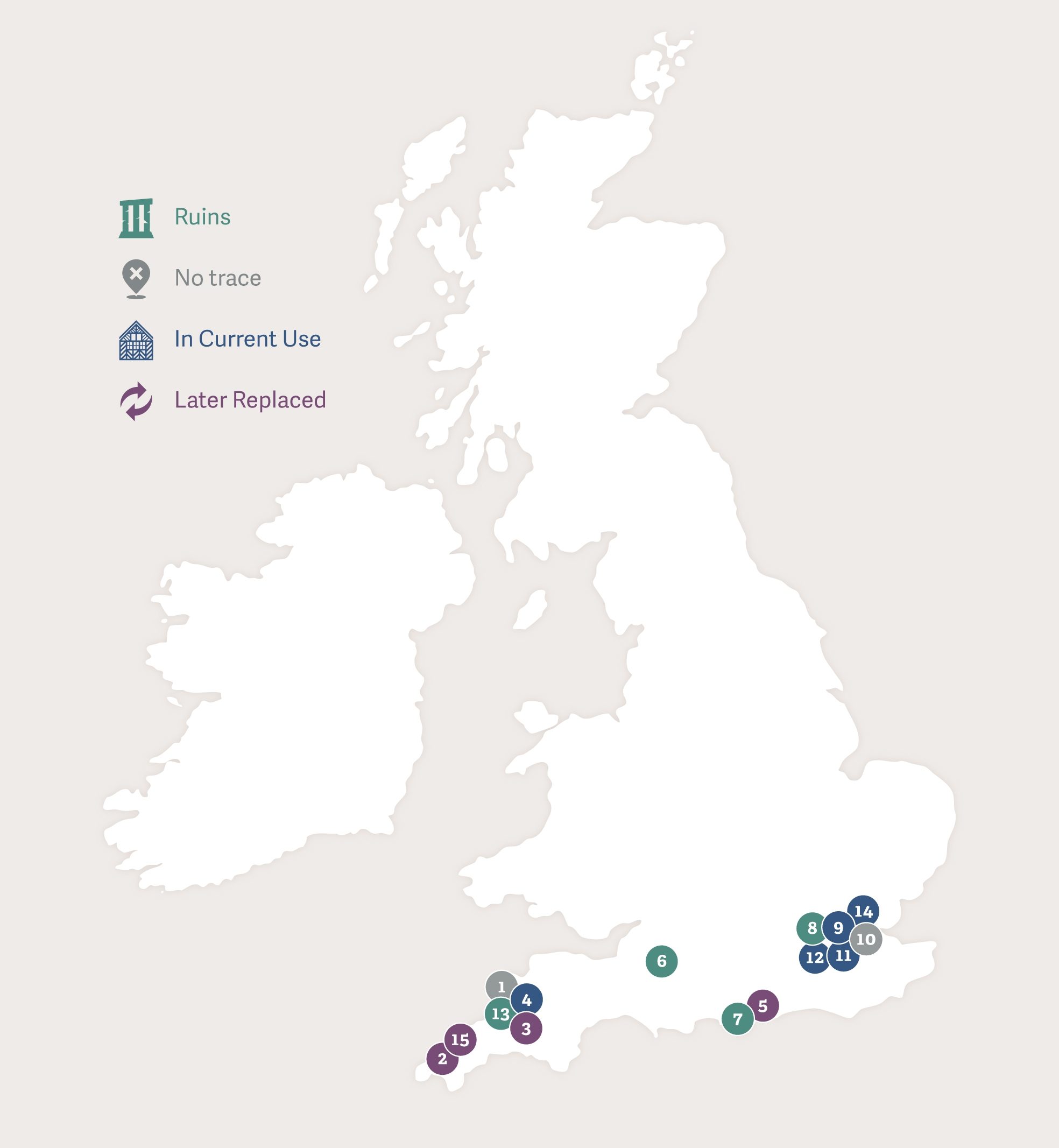 Map of Great Britain showing the footsteps of Honor Grenville