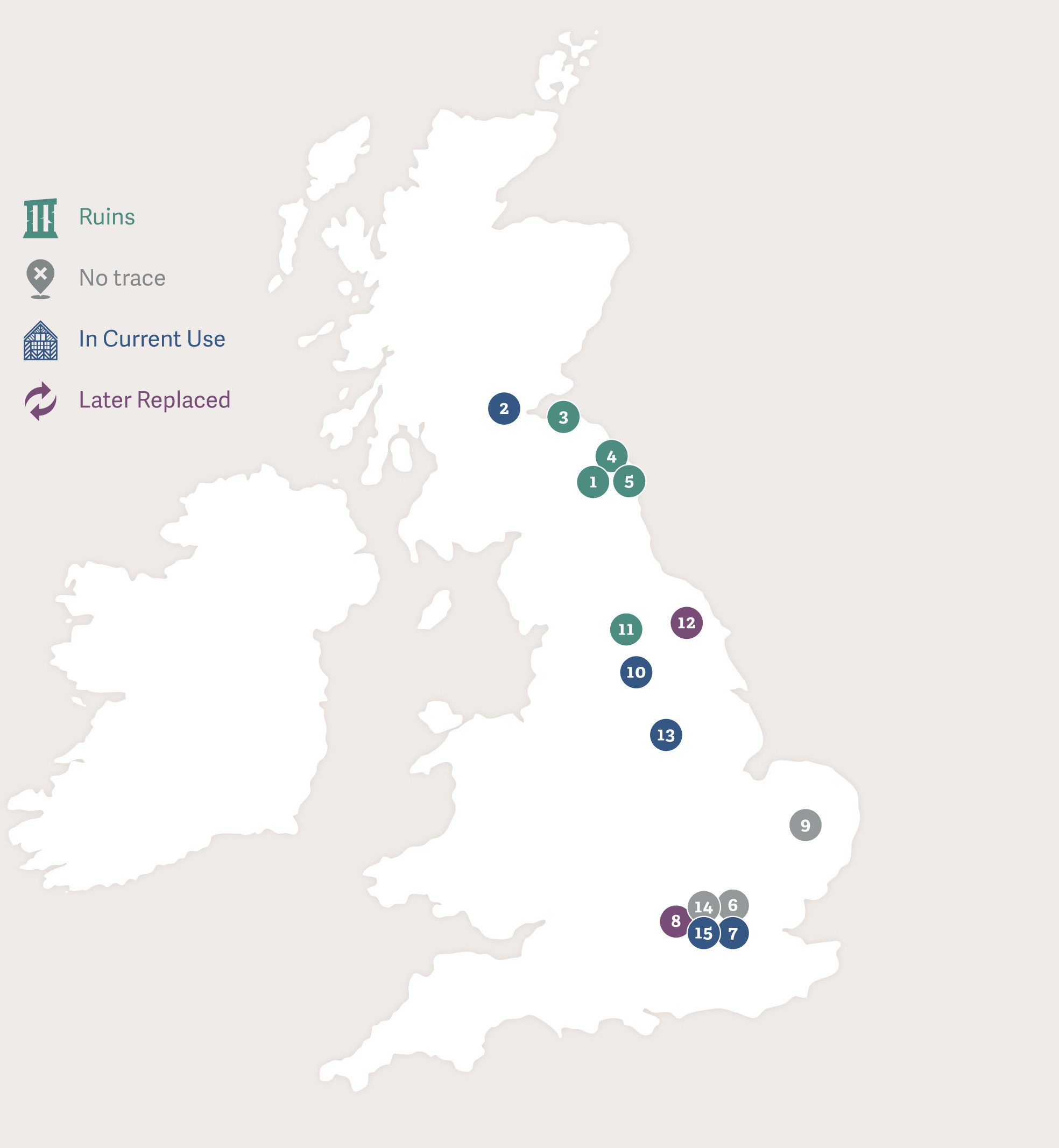 Map of Great Britain showing the footsteps of Lady Margaret Douglas