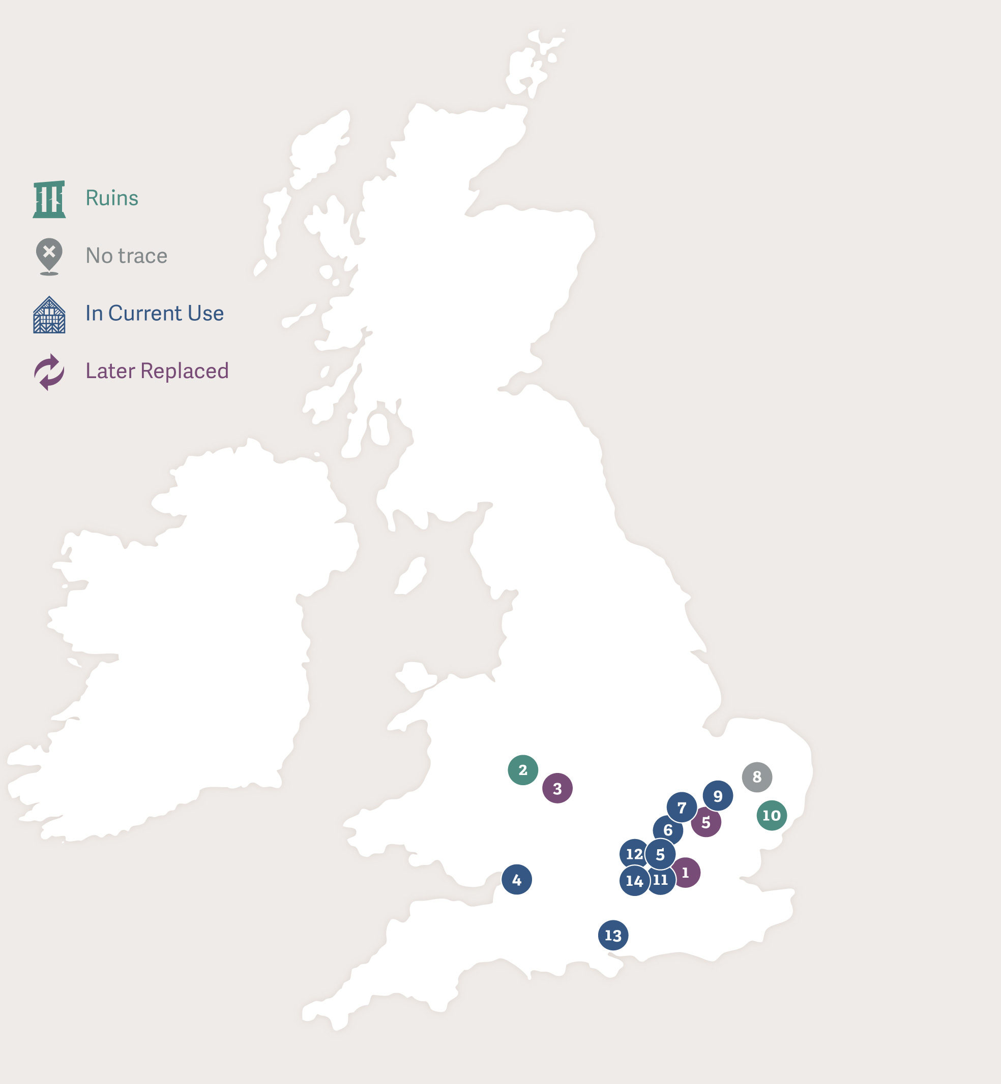 Map of Great Britain showing the footsteps of Mary I