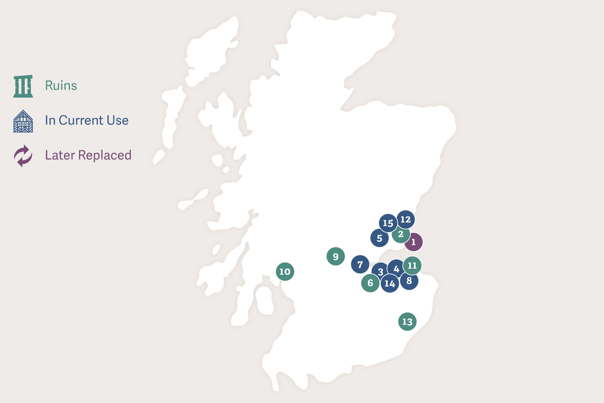 Map of Great Britain showing the footsteps of Marie of Guise