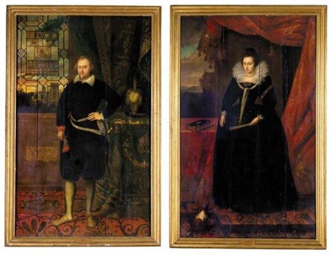 Sir George Fermor And Mary Curzon His Wife Easton Neston Is Probably In The Background Behind Sir George