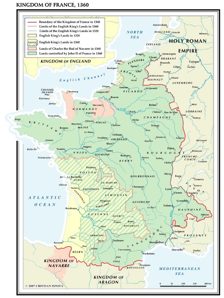 Fig 5 Map Of France 1360 During The First Phase Of The Hundred Years War  Picture Credit